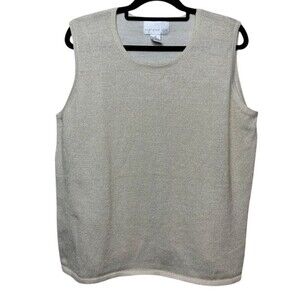 2/$30 Susan Graver Sleeveless Sweater Top Womens 2X Gold Metallic Neutral Office